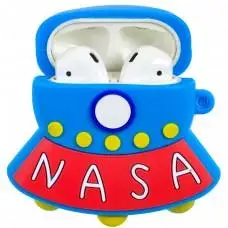 Чохол для AirPods Nasa НЛО + каркбін синій/рожевий