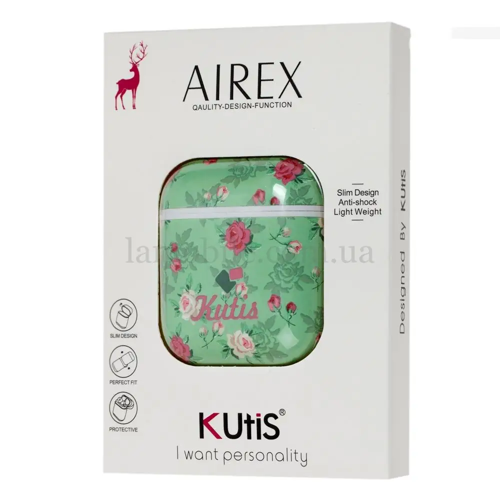 Чохол для AirPods Kutis green / pink flowers
