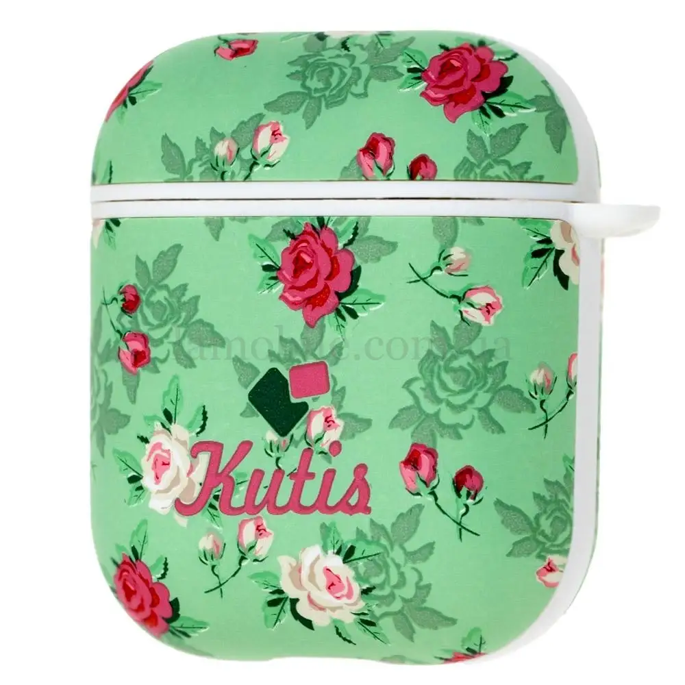 Чохол для AirPods Kutis green / pink flowers