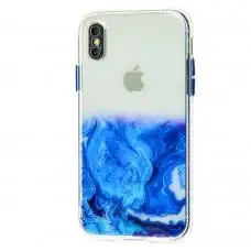 Чехол для iPhone X / Xs Transparent mramor синий