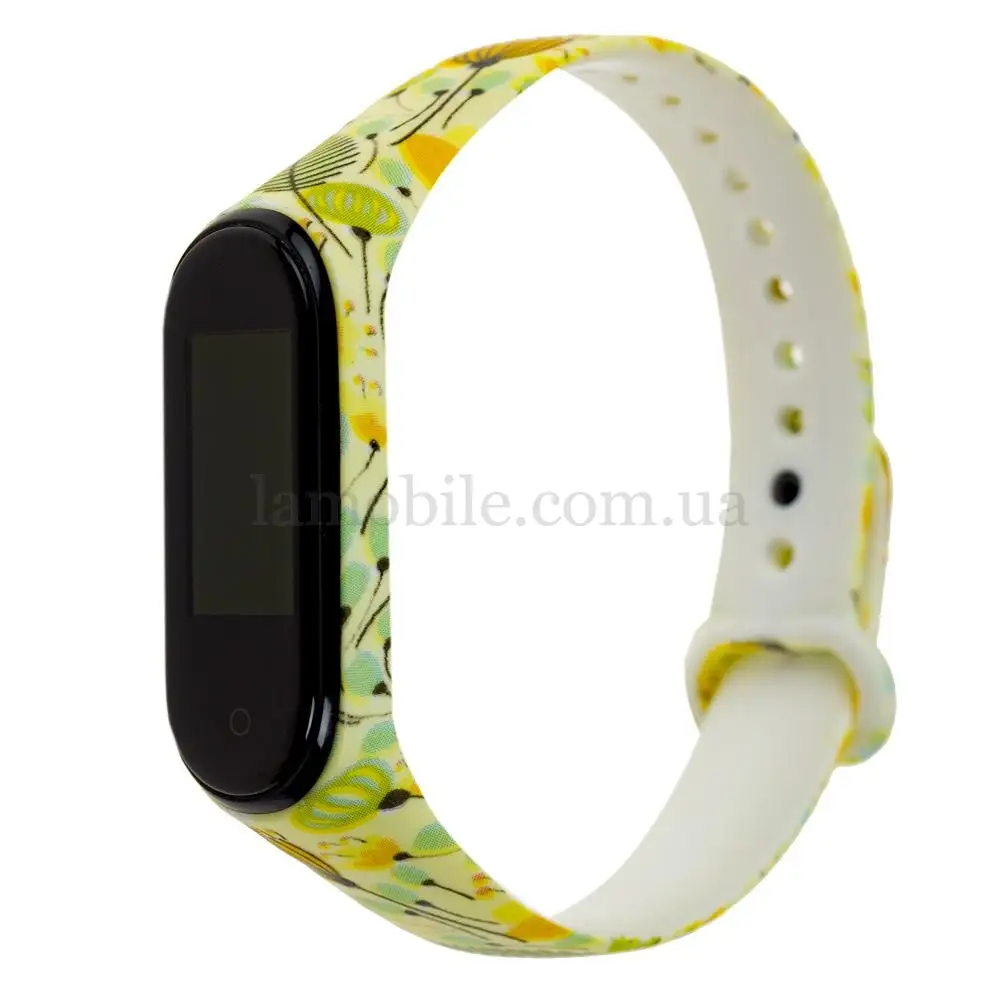 Ремінець для Xiaomi Mi Band 3 силіконовий "жовті квіти"