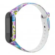 Ремешок для Xiaomi Mi Band 3 / 4 силиконовый "сиреневые и голубые цветы"