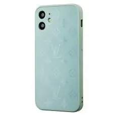 Чохол для iPhone 12 mini glass LV бірюзовий