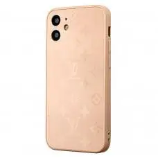 Чохол для iPhone 12 mini glass LV персиковий