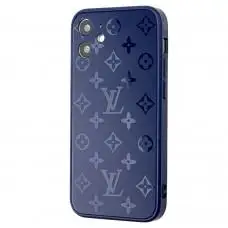 Чохол для iPhone 12 mini glass LV синій