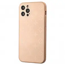 Чохол для iPhone 12 Pro glass LV персиковий