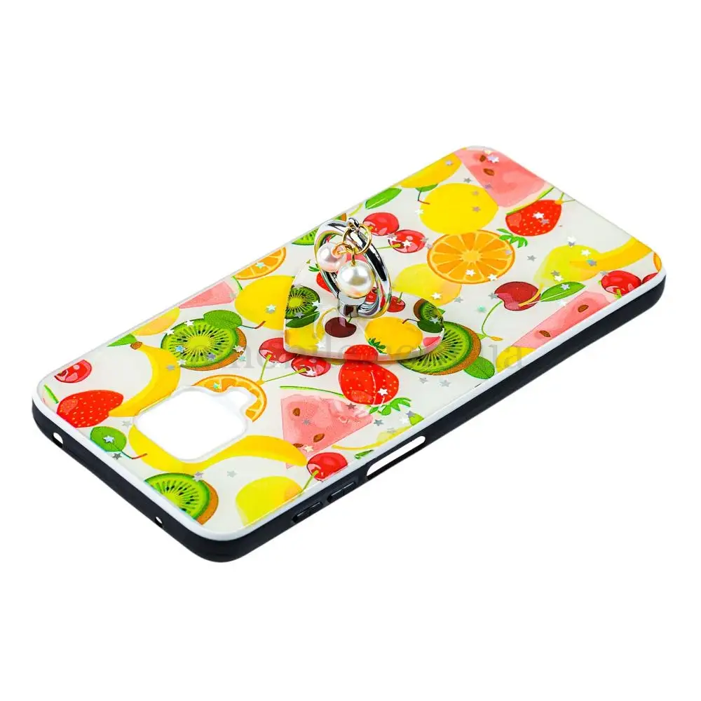 Чохол для Xiaomi Redmi Note 9s / 9 Pro блискітки print + popsocket фрукти