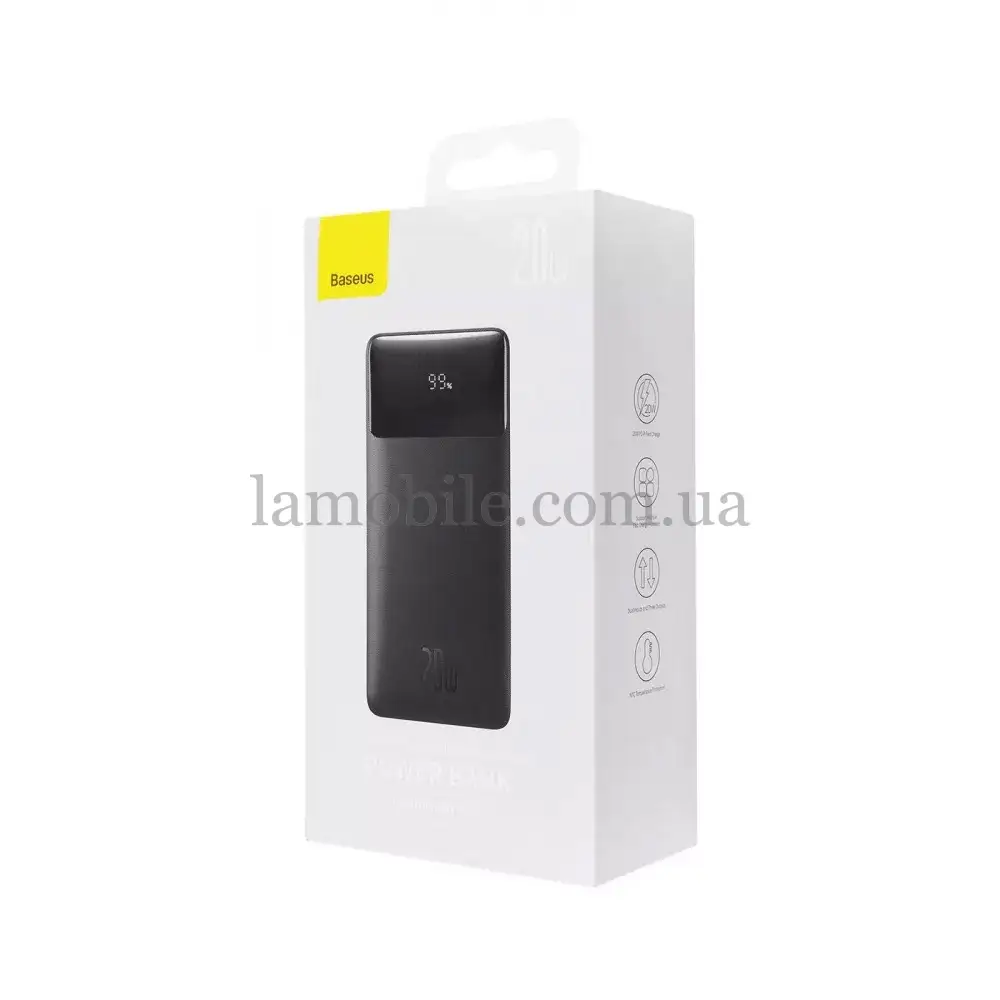Зовнішній акумулятор Baseus Bipow Overseas 20W 30000 mAh black