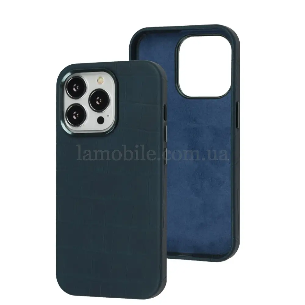 Чехол для iPhone 14 Pro Leather croco full green