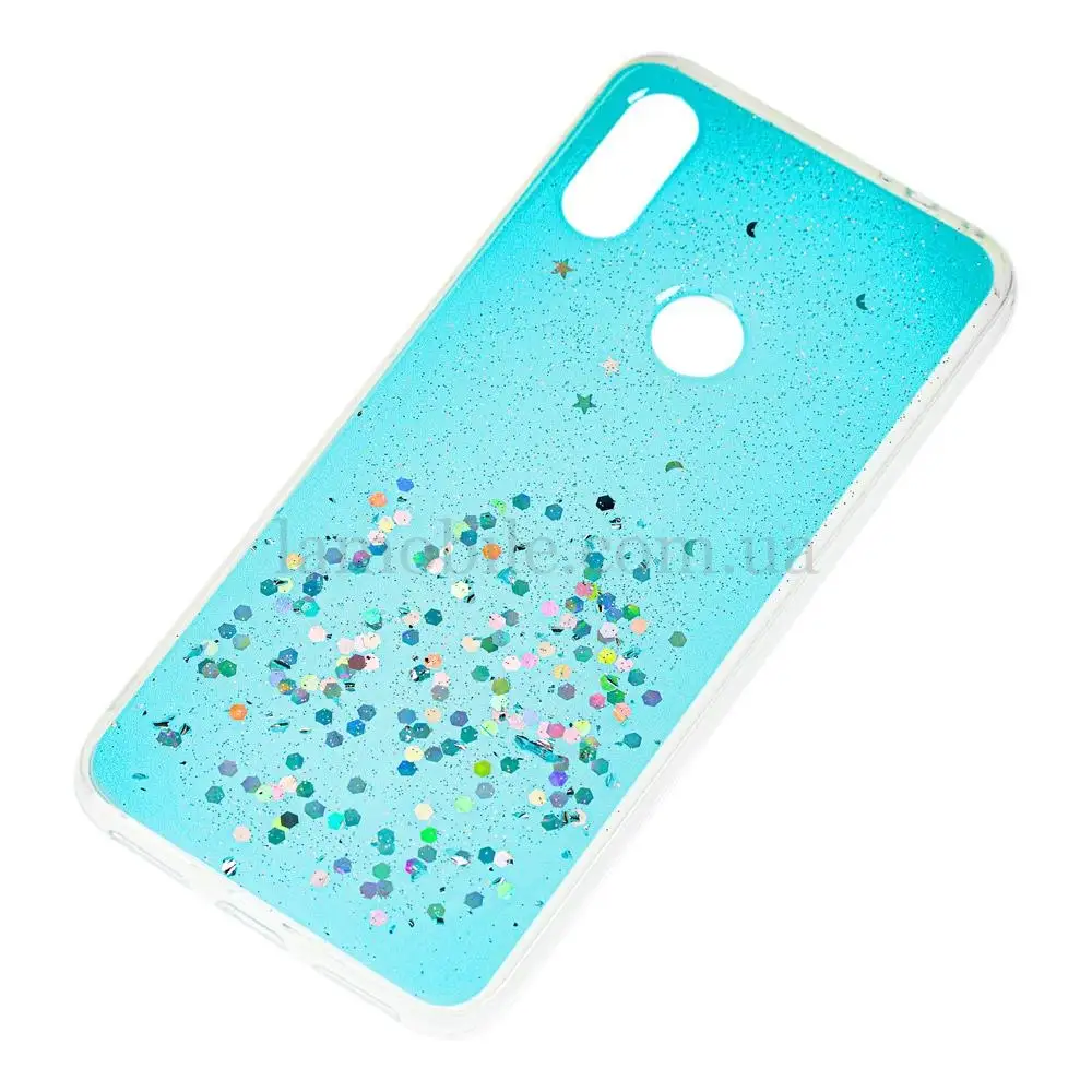 Чехол для Xiaomi Redmi Note 7 glitter star конфети мятный
