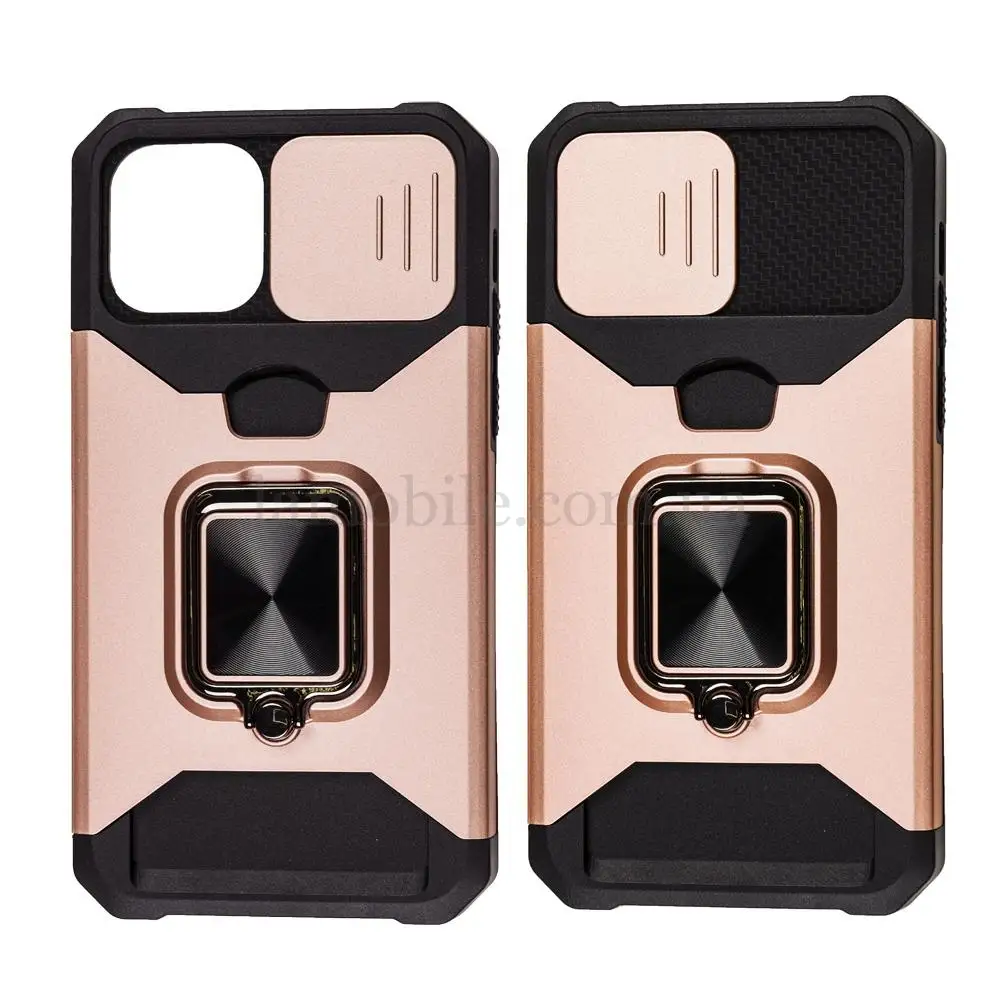 Чехол для iPhone 11 Pro Ring Card ударопрочный розово-золотистый