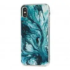 Чехол для iPhone X / Xs мрамор "морская пучина" 