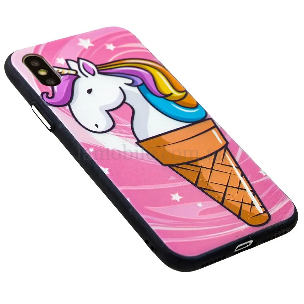 Чехол для iPhone X / Xs единорог мороженое
