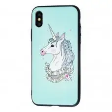 Чехол для iPhone X / Xs"единорог белый"