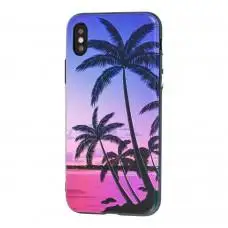Чехол для iPhone X / Xs пальмы в ночи