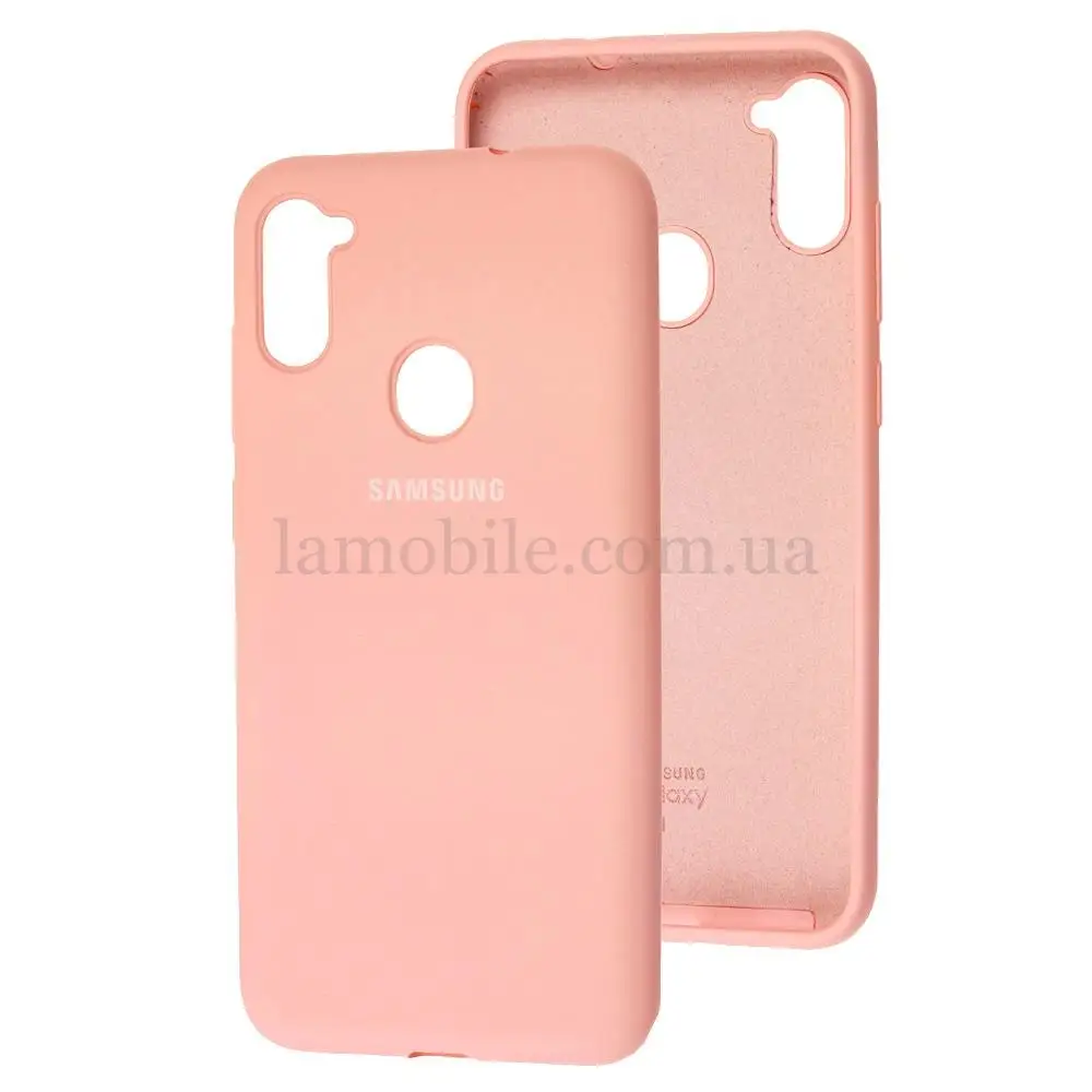 Чехол для Samsung Galaxy A11 / M11 Silicone Full розовый / персиковый