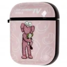 Чохол для AirPods Young Style kaws uniqlo світло-рожевий