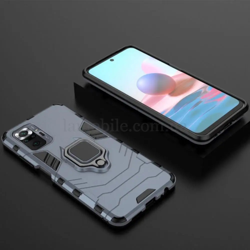 Чохол для Xiaomi Redmi Note 10 Pro Transformer Ring ударостійкий з кільцем сірий