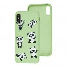 Чехол для iPhone X / Xs Wave Fancy funny panda / mint gum
