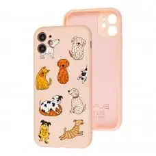 Чехол для iPhone 11 Wave Fancy funny dogs / pink sand