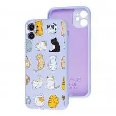 Чехол для iPhone 11 Wave Fancy funny cats / light purple