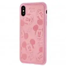 Чехол для iPhone X / Xs Mickey Mouse leather розовый