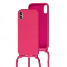 Чехол для iPhone X / Xs Lanyard without logo rose red