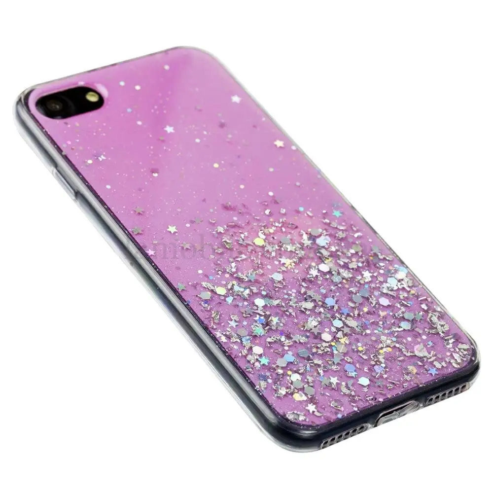 Чехол для iPhone 7 / 8 блестки + popsocket светло-розовый