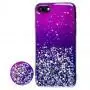 Чохол для iPhone 7/8 блискітки + popsocket рожево-синій