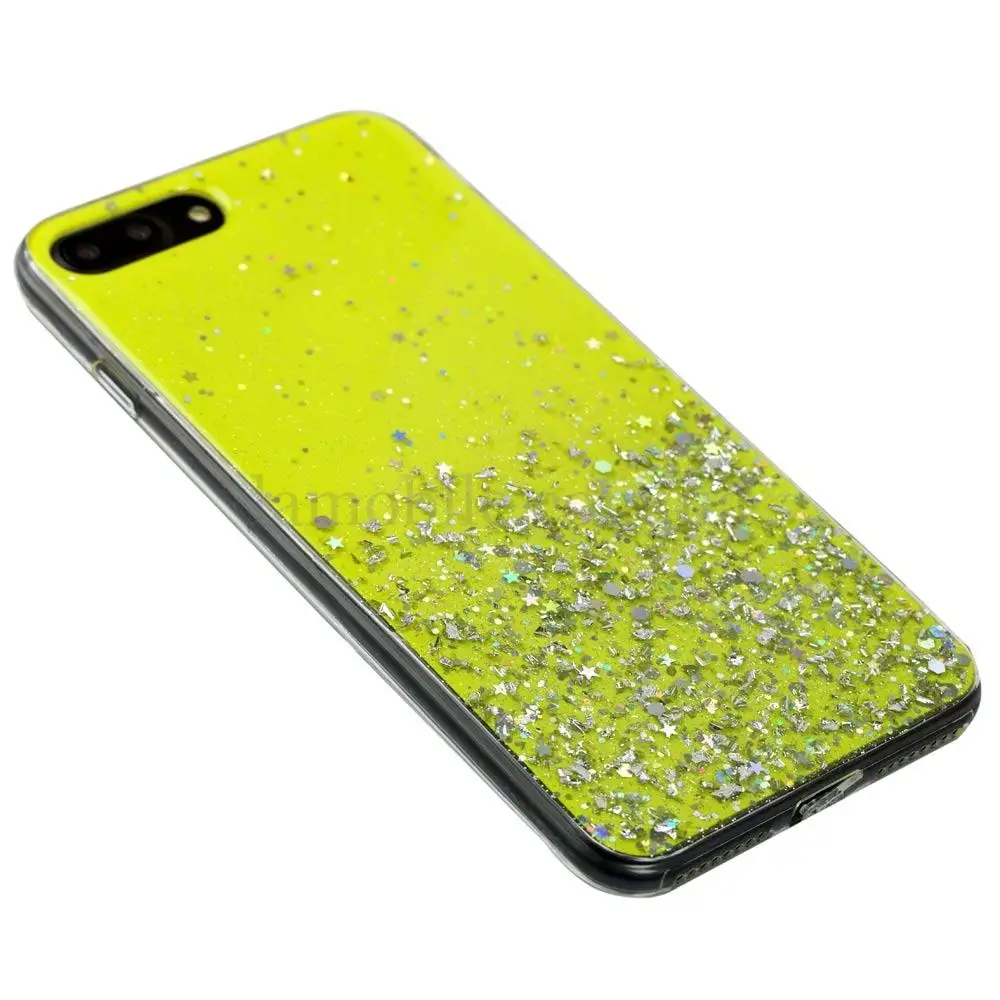 Чехол для iPhone 7 Plus / 8 Plus блестки + popsocket "лимонный"