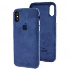 Чехол для iPhone X / Xs Alcantara 360  темно-синий
