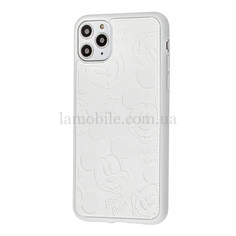 Чохол для iPhone 11 Pro Max Mickey Mouse leather білий