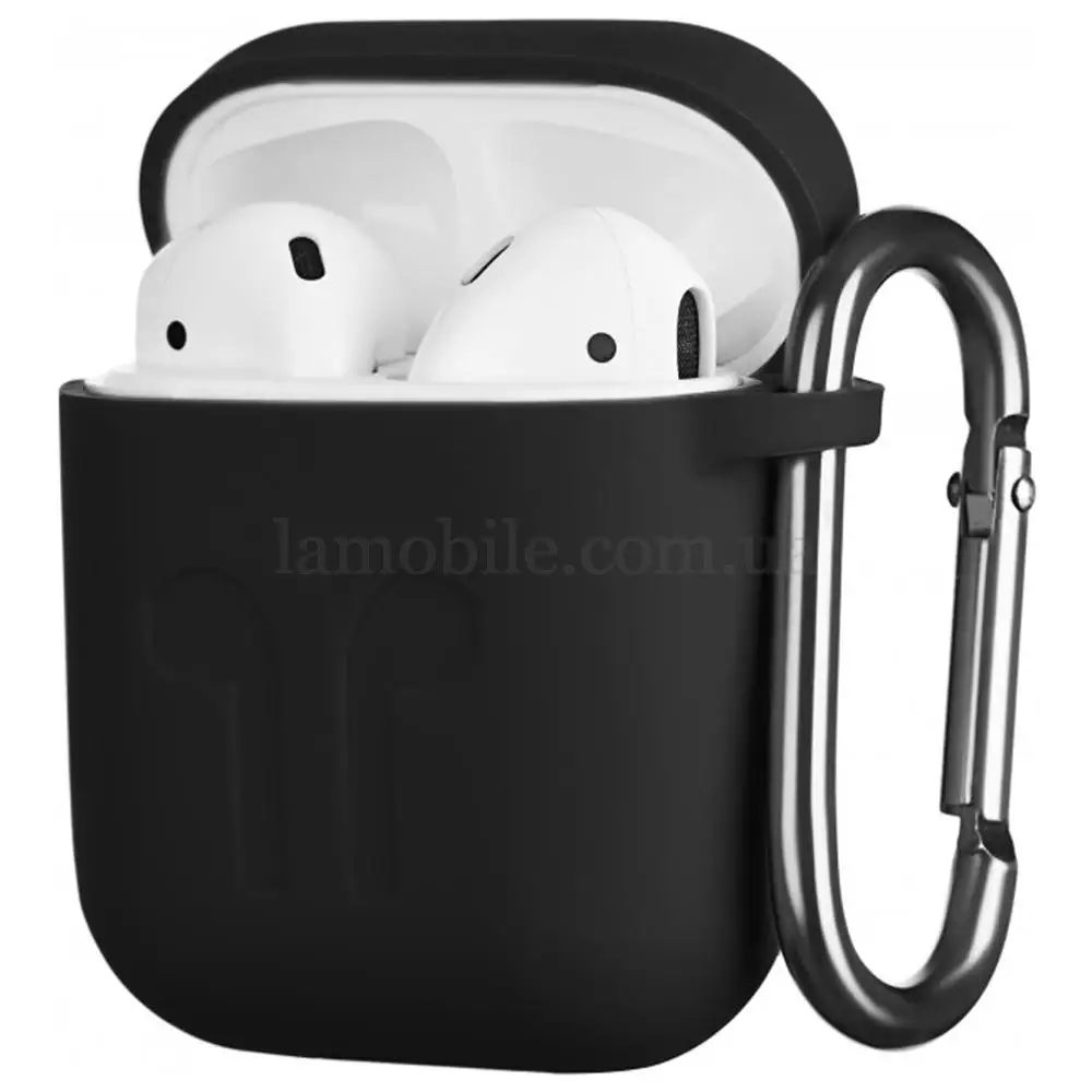 Чохол для Airpods 1/2 + карабін чорний