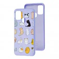 Чехол для Samsung Galaxy M31 (M315) Wave Fancy funny cats / light purple