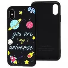 Чехол для iPhone X / Xs Liquid "космос" черный