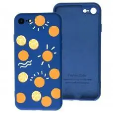 Чохол для iPhone 7/8 Liquid "апельсин" синій
