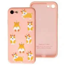 Чохол для iPhone 7 / 8 Liquid "собачка" персиковий