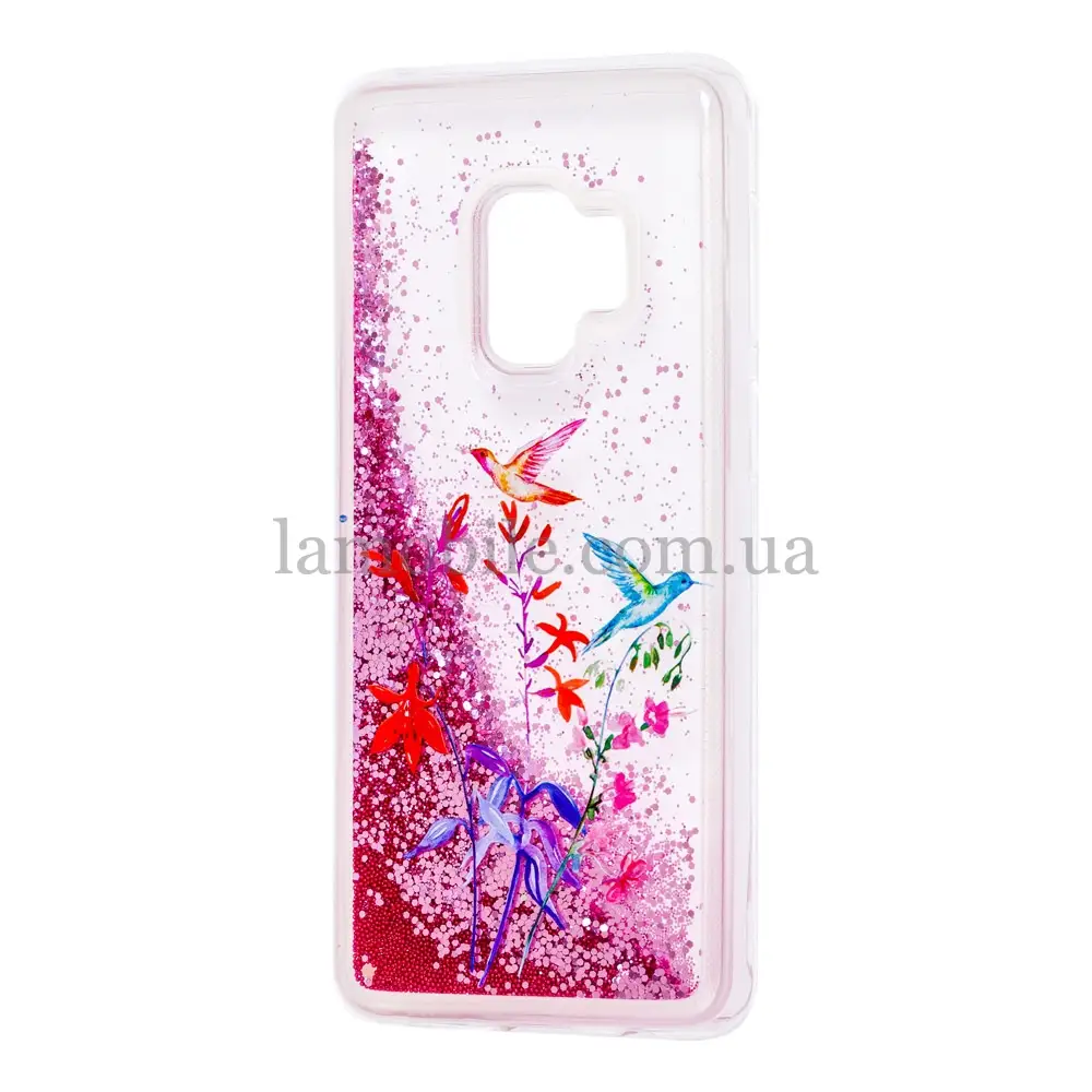 Чехол для Samsung Galaxy S9 (G960) Блеск вода красный "колибри"