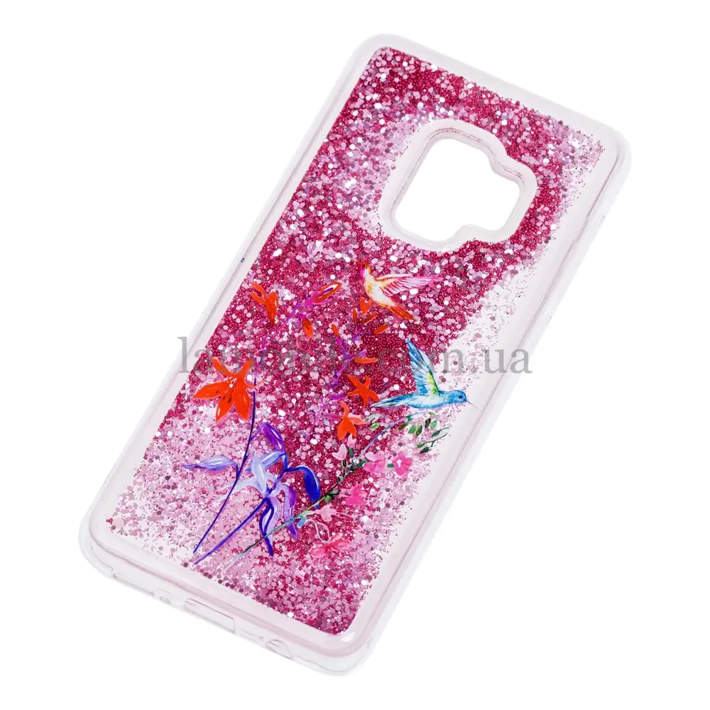 Чехол для Samsung Galaxy S9 (G960) Блеск вода красный "колибри"