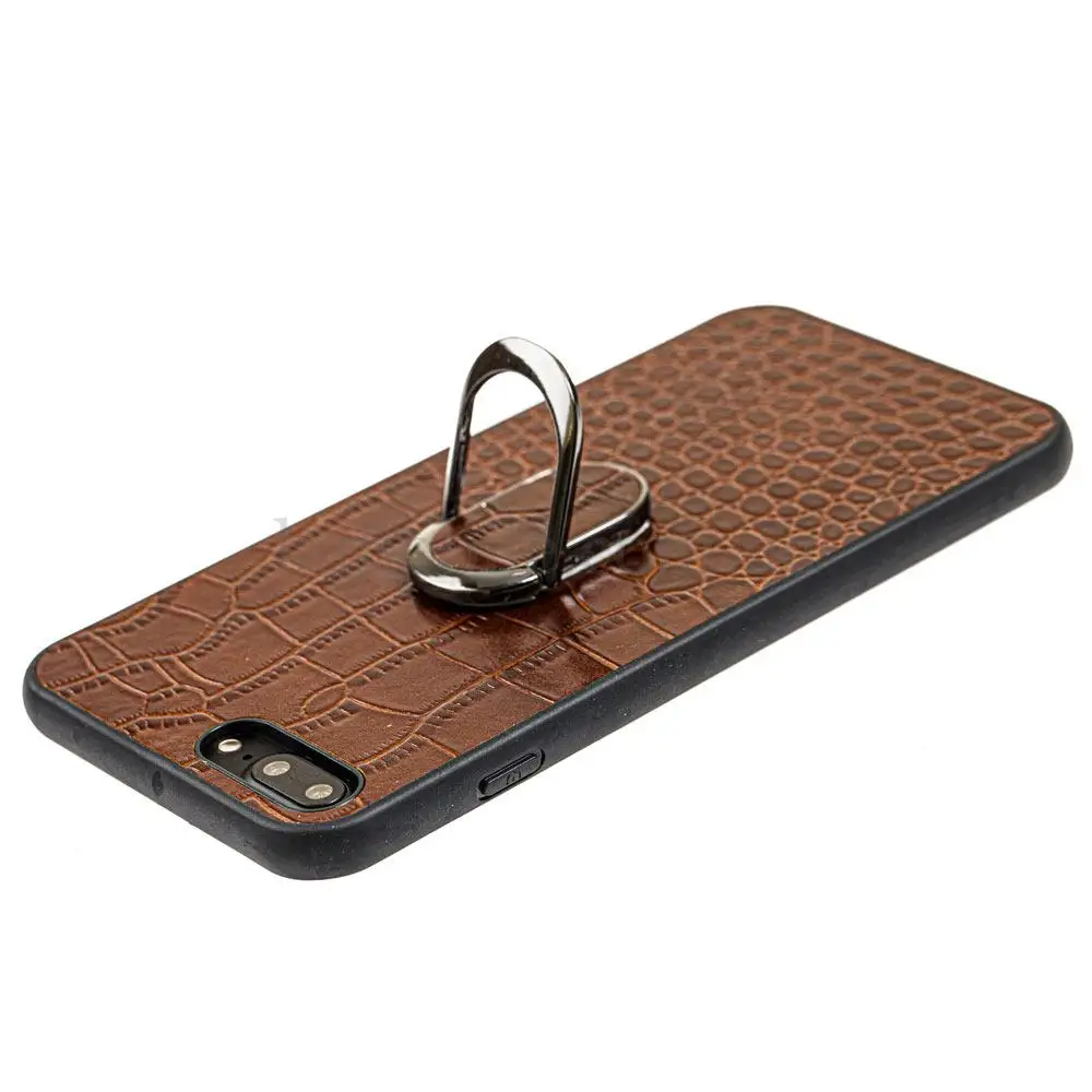 Чехол Genuine для iPhone 7 Plus / 8 Plus Leather Croco коричневый