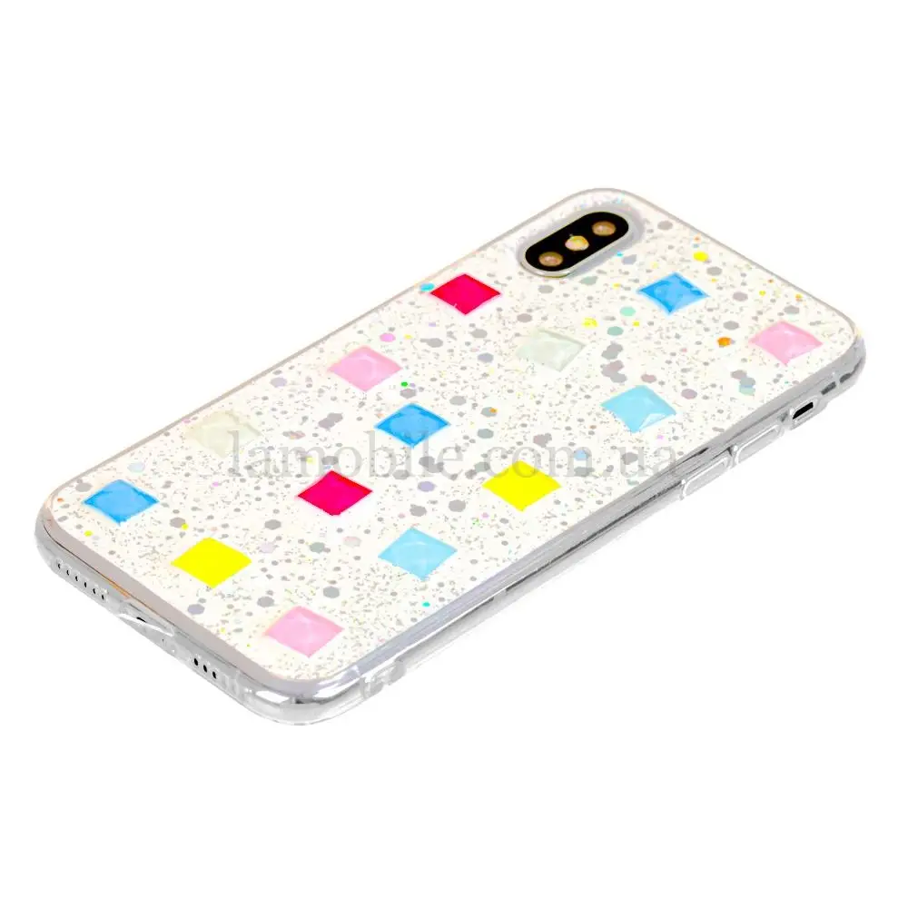 Чехол для iPhone X / Xs мозаика белый