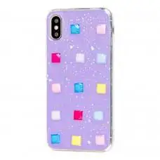Чехол для iPhone X / Xs мозаика фиолетовый