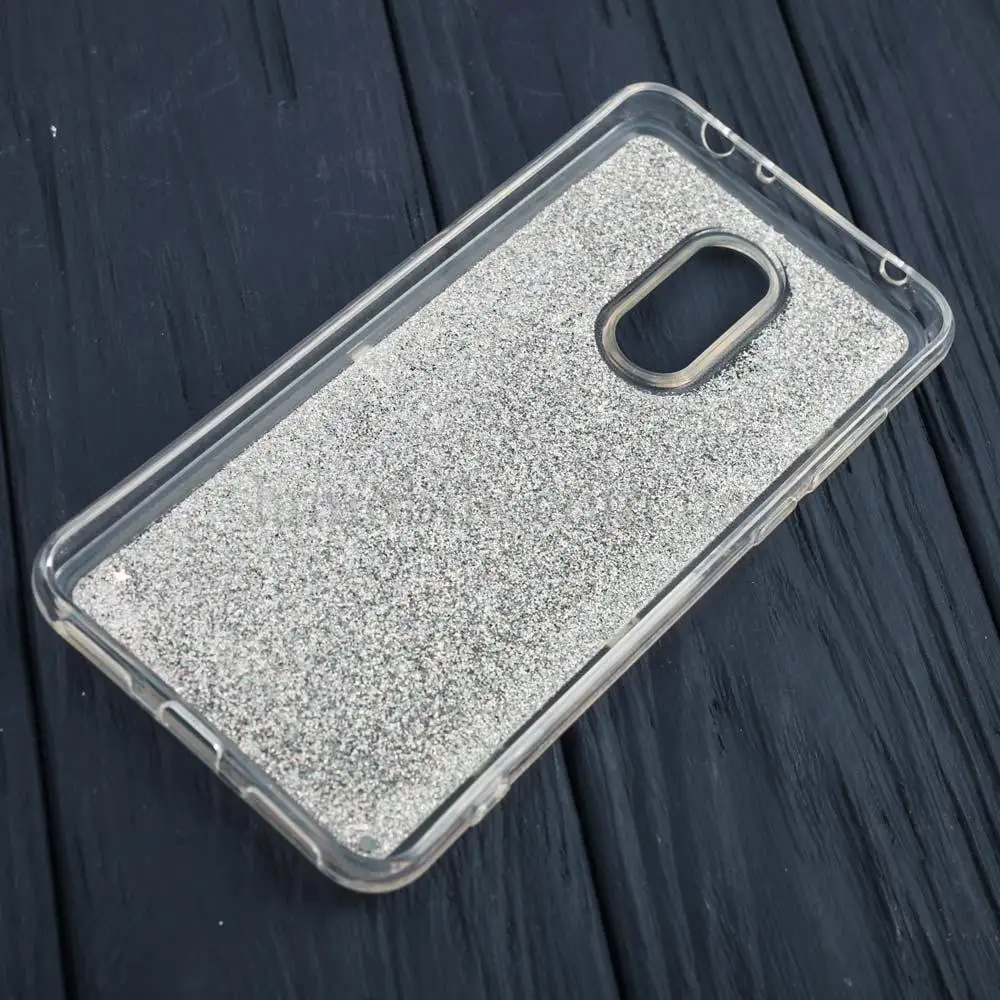 Чехол для Xiaomi Redmi 5 Plus Блестки вода серебристый "корона"