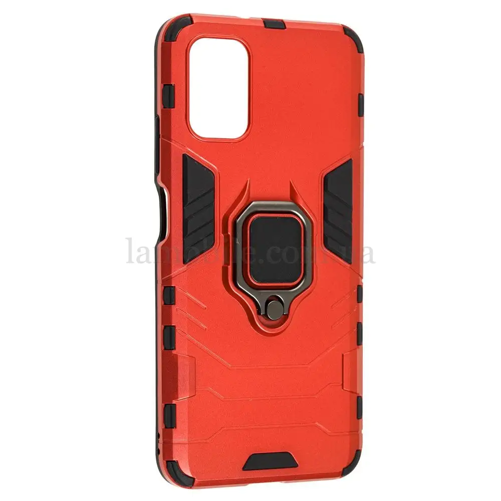 Чехол для Xiaomi Poco M3 / Redmi 9T Transformer Ring ударопрочный с кольцом красный