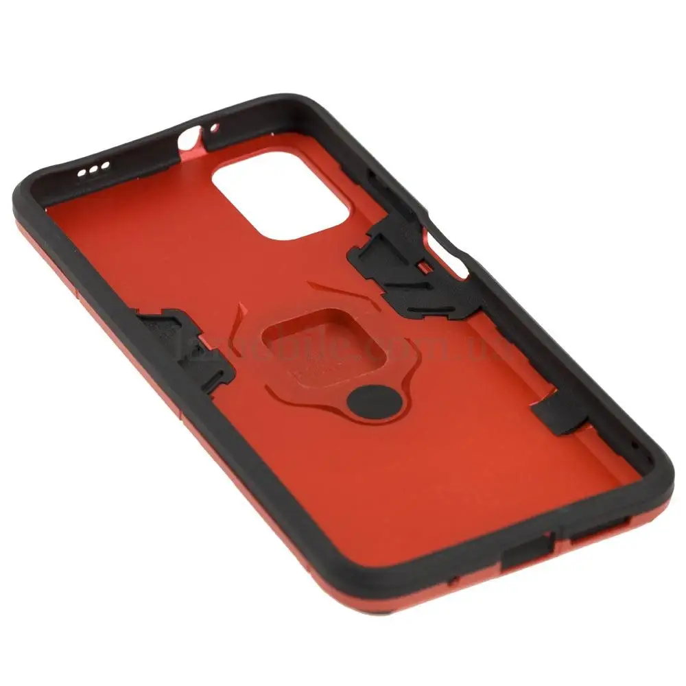 Чехол для Xiaomi Poco M3 / Redmi 9T Transformer Ring ударопрочный с кольцом красный