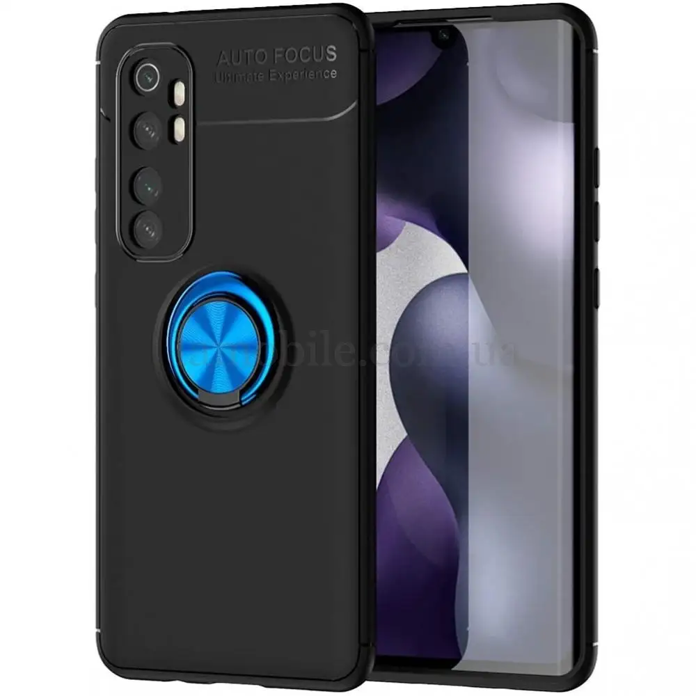 Чехол для Xiaomi Mi Note 10 Lite Deen ColorRing с кольцом черный / синий