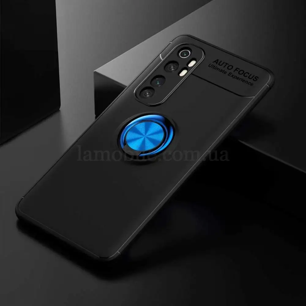 Чехол для Xiaomi Mi Note 10 Lite Deen ColorRing с кольцом черный / синий