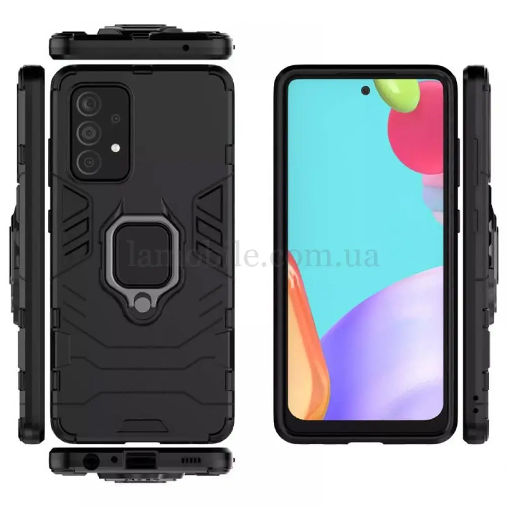 Чехол ударопрочный Transformer Ring для Samsung Galaxy A52 (A525) с кольцом черный