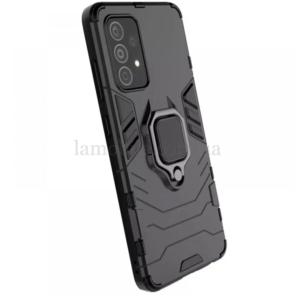 Чехол ударопрочный Transformer Ring для Samsung Galaxy A52 (A525) с кольцом черный