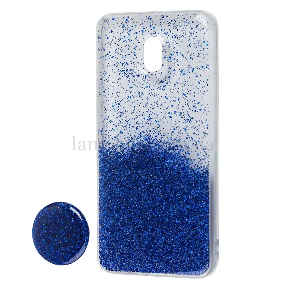 Чохол для Xiaomi Redmi 8A Fashion блискітки + popsocket синій